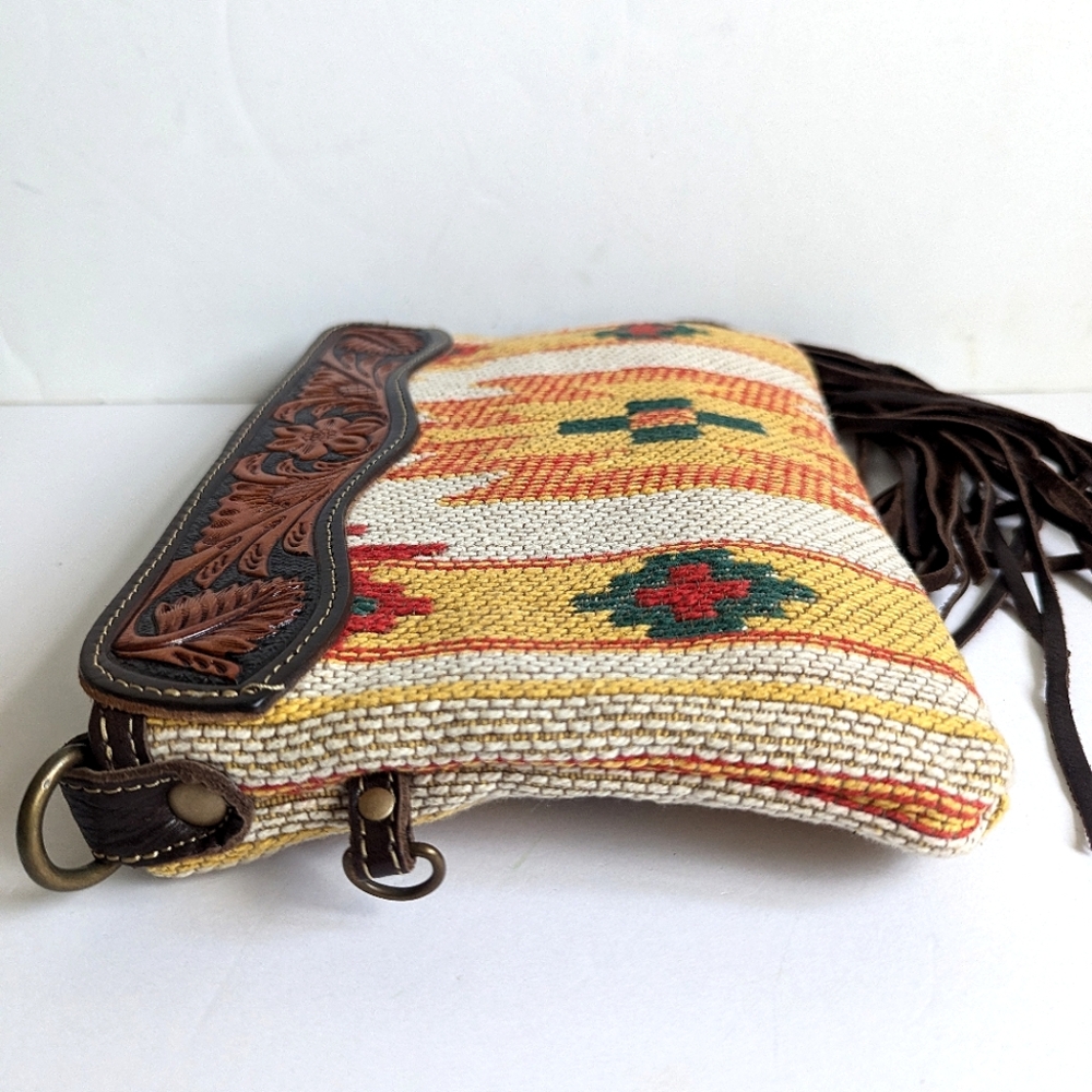 Myra Bag Hand Tooled Clutch Crossbody Shoulder Bag 💜 Rancher Aztec Western - Picture 7 of 16
